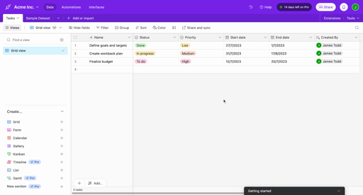 How do I create a Gantt chart in an Airtable base?